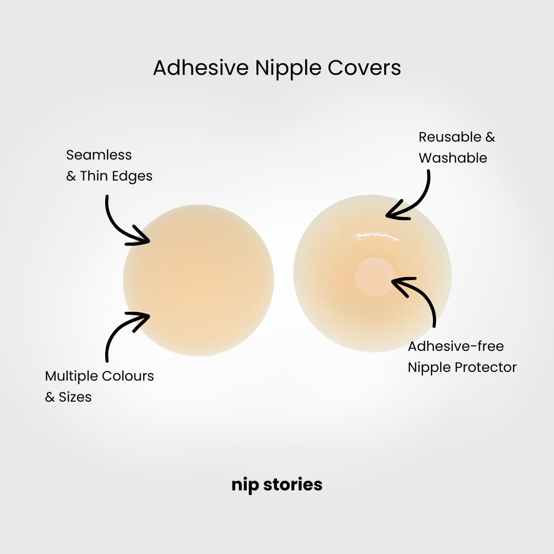 features of nip stories adhesive nipple covers