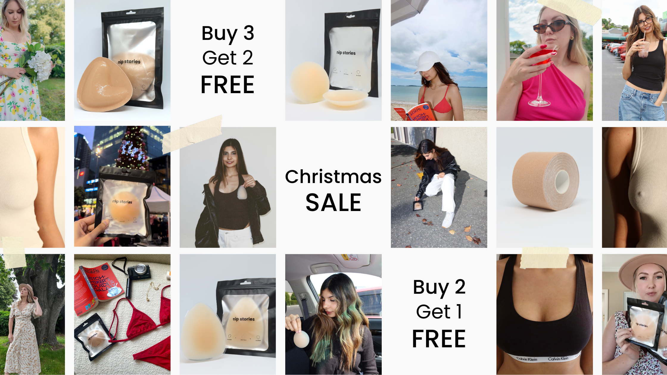 Collage of nip stories images with text overlays for a product sale.