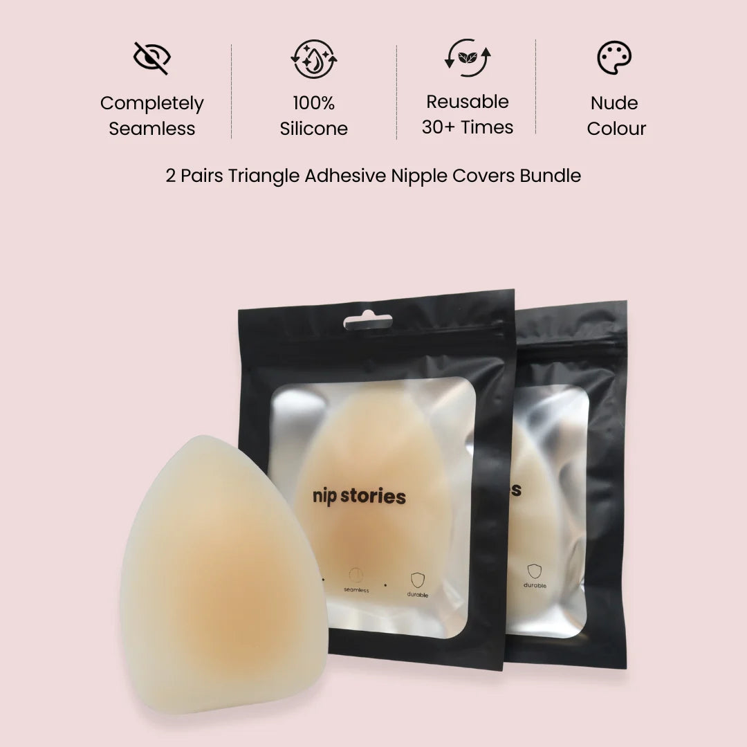 2 Pairs nip stories Triangle Adhesive Nipple Covers Nude Colour